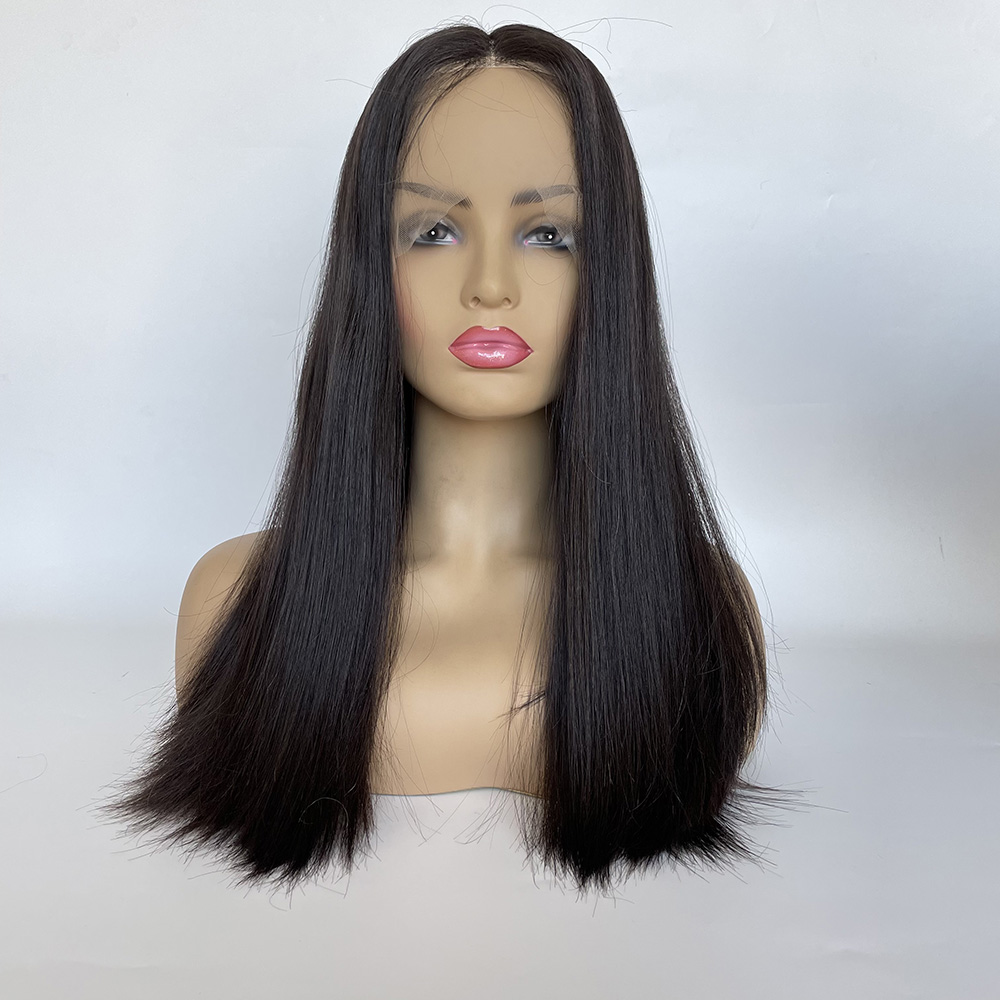 Natural Black Lace Front Silk Top Jewish Wig 