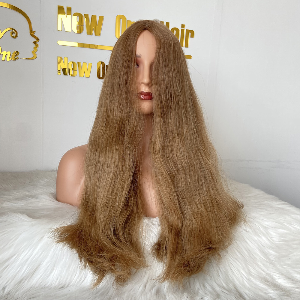 New One Honey Blonde European Hair Wavy Skin Top Kosher Wig For Jewish Women